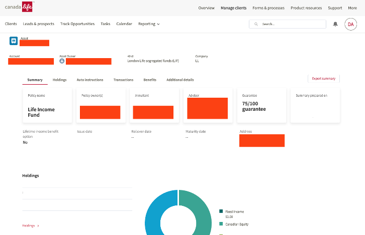 Current policy details screen in Workspace