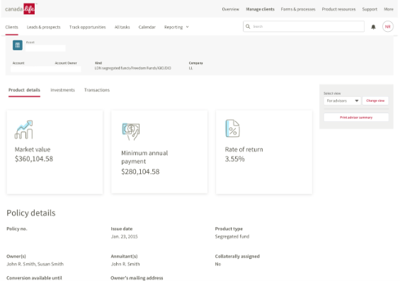 Wealth income product details prototype