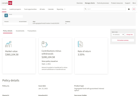 Wealth savings product details prototype